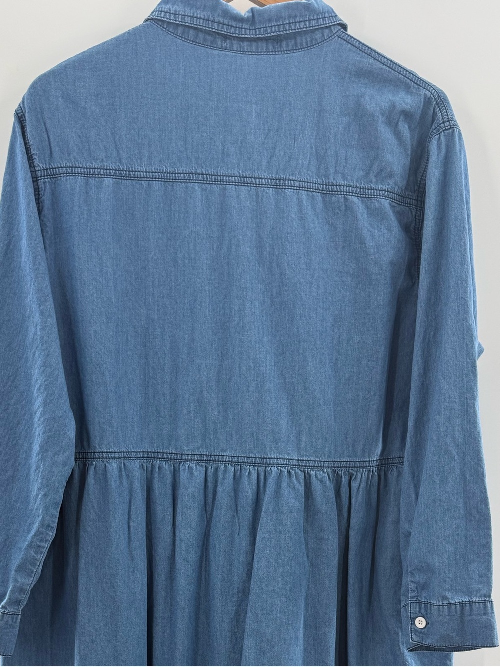 Blakeley Jessie Tiered Chambray Long Sleeve Midi Dress Boho Western Size 1X - Picture 6 of 9